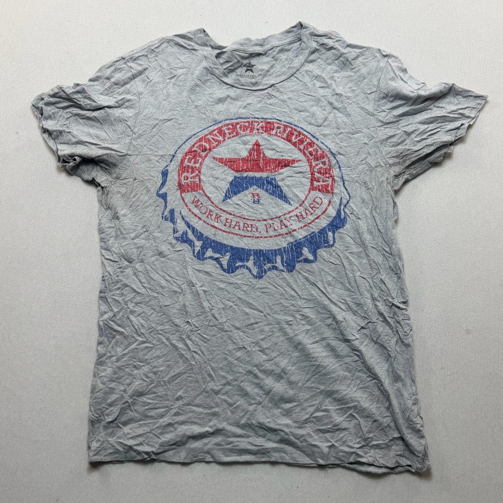 Redneck Riviera T-Shirt Mens Medium Gray Excellent Work Hard Play Hard Graphic